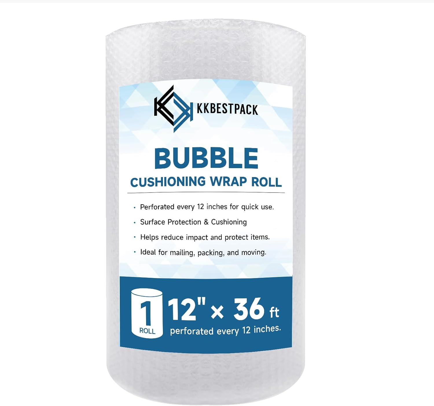 Bubble Cushioning Wrap 12 Inch X 36Ft - Large Plastic Packing Roll for Moving...