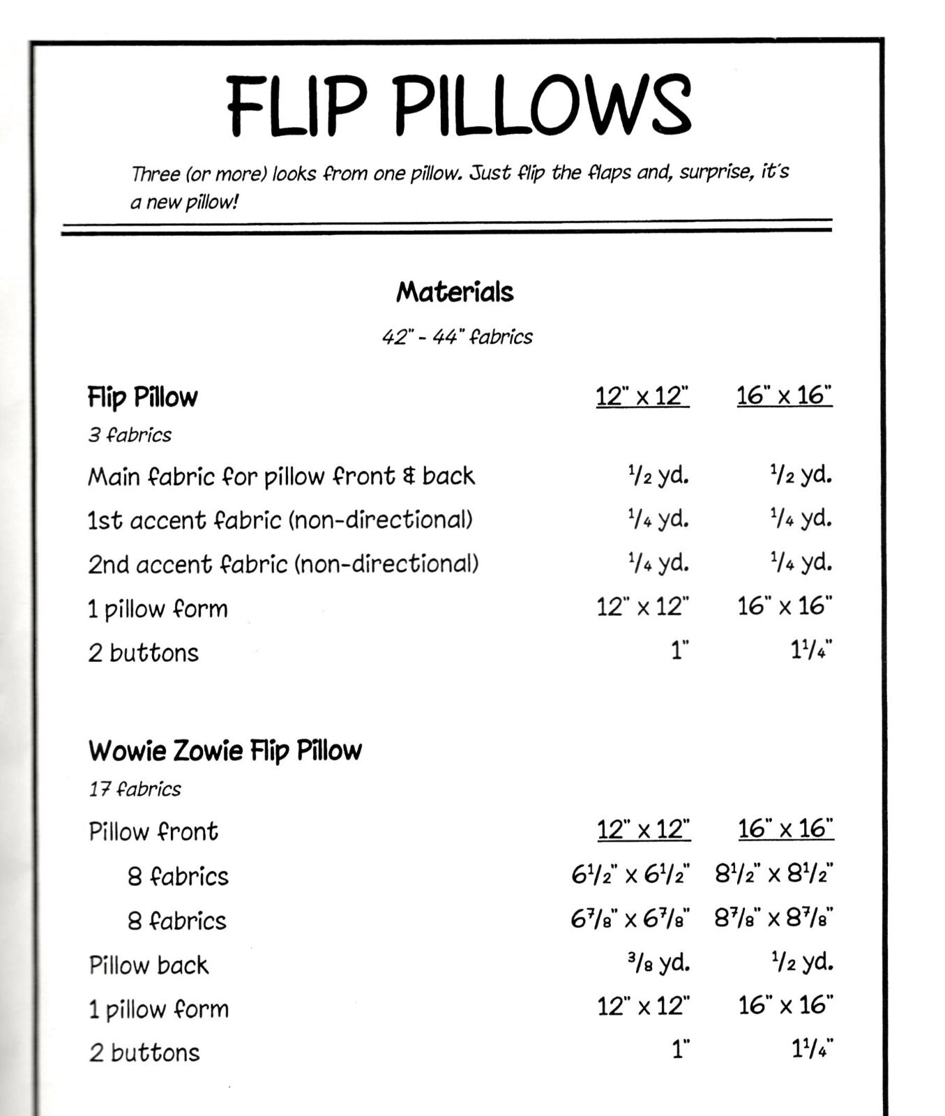 Flip Pillows Craft Sewing Pattern by Four Corners FC2520