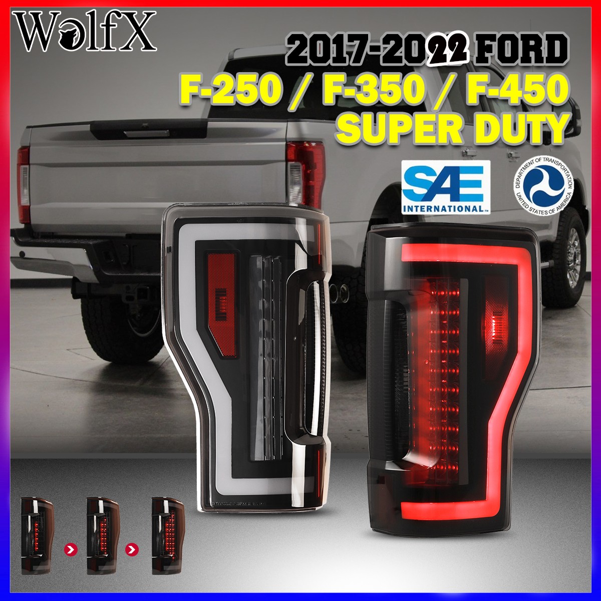Smoke LED Sequential Tail Lights For Ford F250 F350 F450 Super Duty 2017-2022