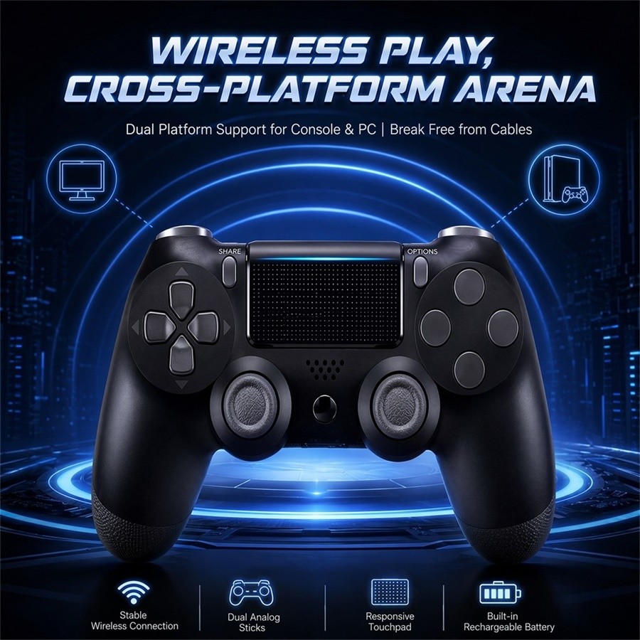 Double Motor Vibration Wireless Controller Black for Sony PlayStation 4