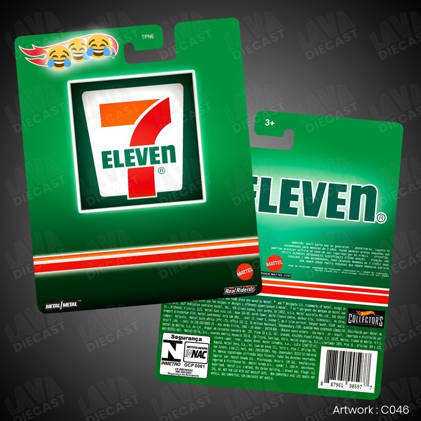 Custom SEVEN ELEVEN SUPRA Premium Card for Hot Wheels 7/11 Silver Series Diecast