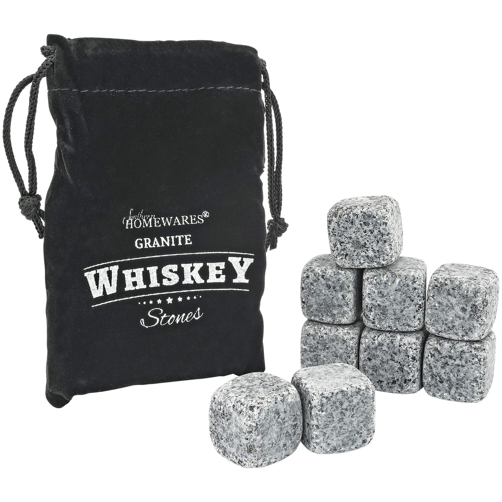 Granite Whiskey Stones – Set of 9 Reusable Chilling Rocks with Storage Bag