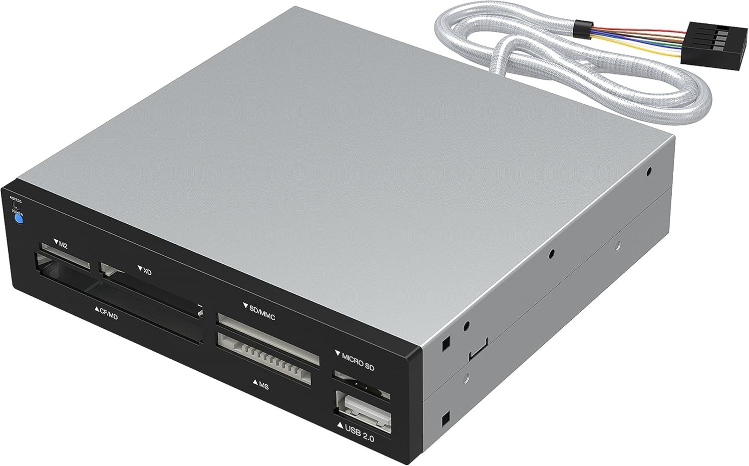 SABRENT 74 in 1 3.5 Inch Internal Flash Supports 74 Memory Type, Black,Silver