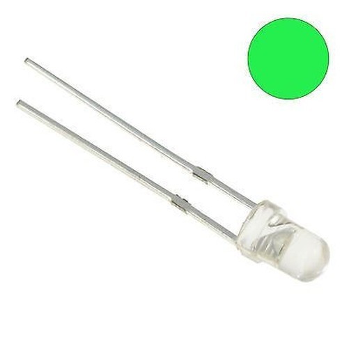 10 x Flashing Green 3mm LED Light Bulb