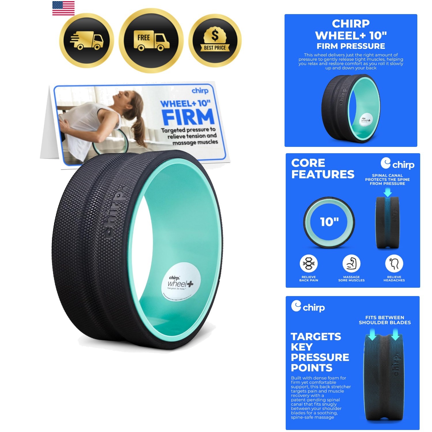 Wheel Foam Roller - Targeted Back & Neck Pain Relief, Muscle Massage, Trigger...