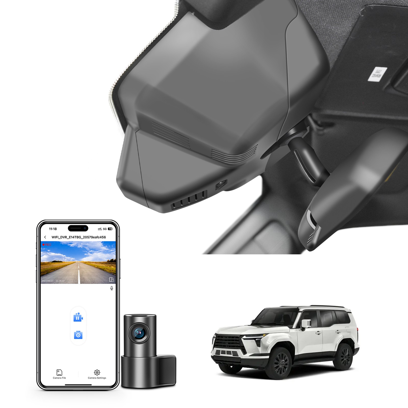 Front 4K/Rear 1080p Dash Cam for Lexus GX550 2024 2025 (Gen3/J250) App WiFi GPS