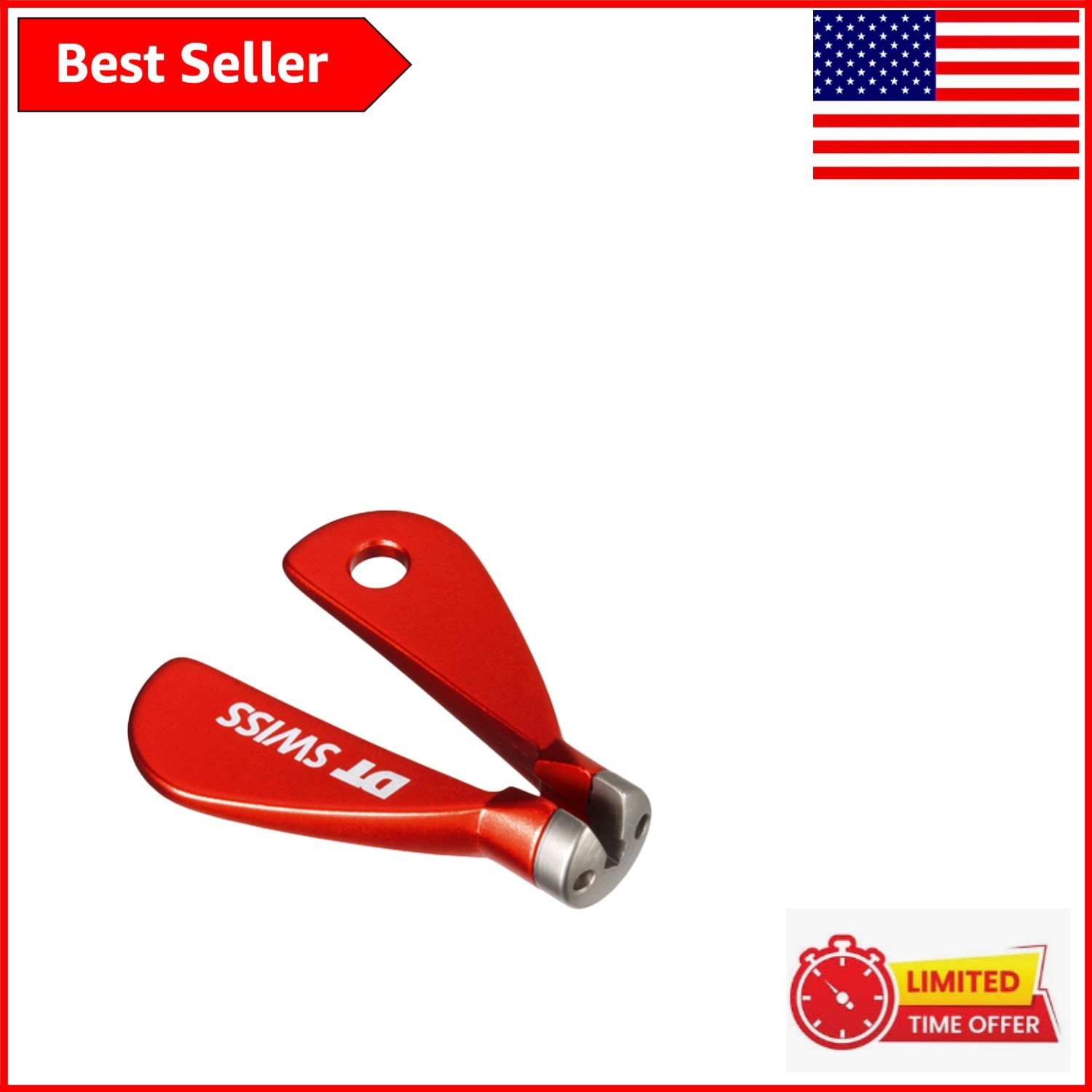 DT Tool Red Fixed Square Spoke Wrench - Lightweight Alloy Steel Cycling Tool