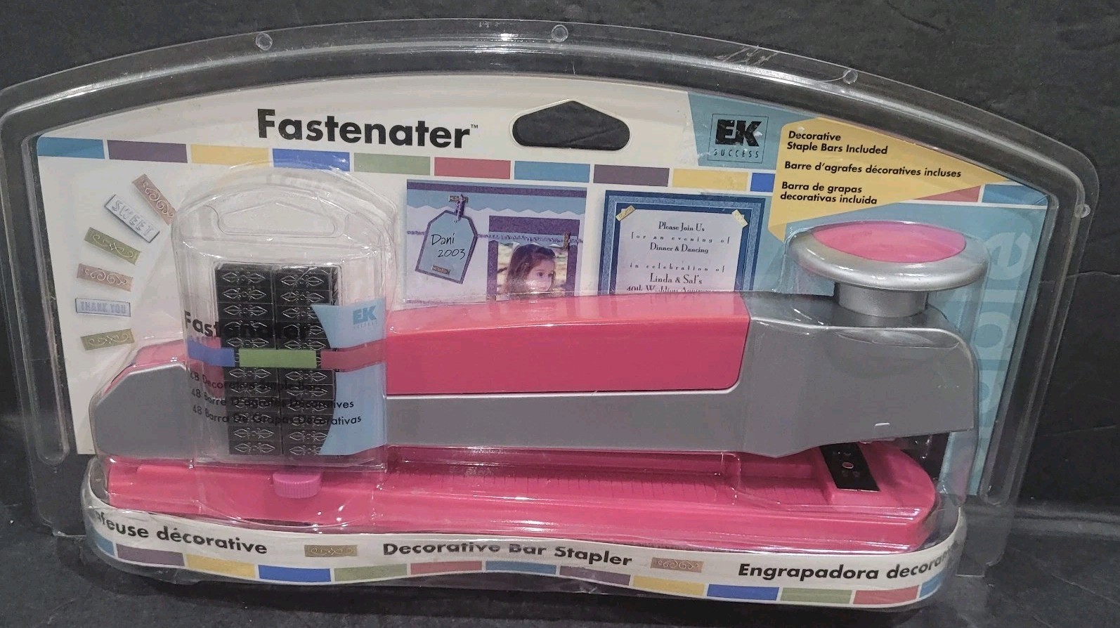 EK Success Fastenater Decorative Bar Stapler, Pink,New. EKFST05