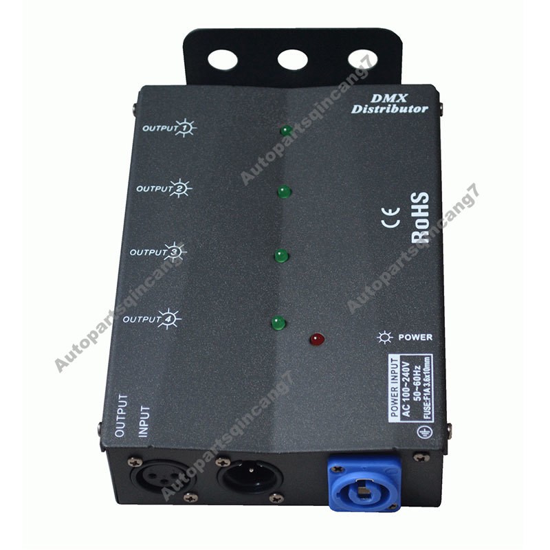 4-way AC100-240V DMX Signal Distributor Splitter with XLR Pin 3 Plug