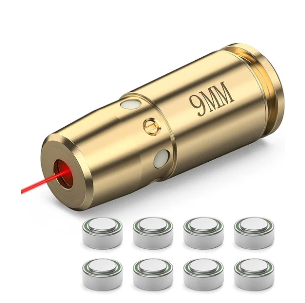 Bore Sight Laser 9mm Red Laser Bore Sighter with 8 Batteries
