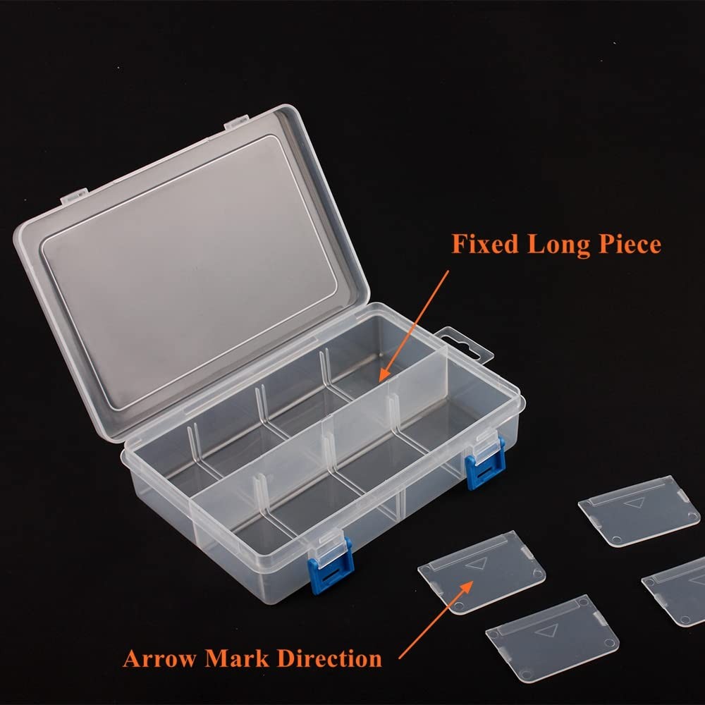 3 Pack Plastic Parts Storage Case and Adjustable Divider Box for Hardware and...
