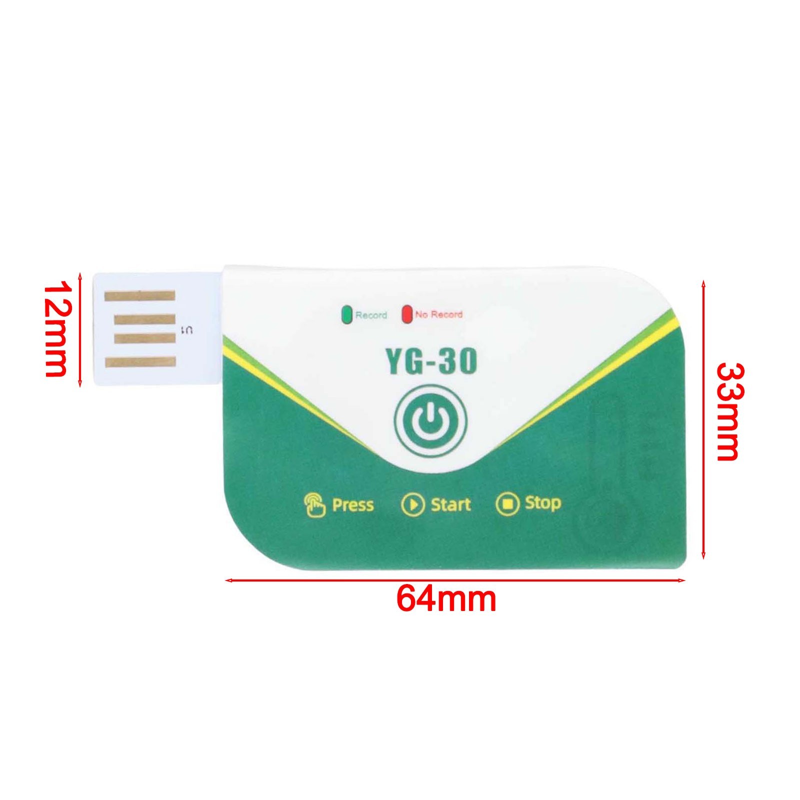 USB Data Logger Temperature IP67 Waterproof 180 Days Alarm Notification
