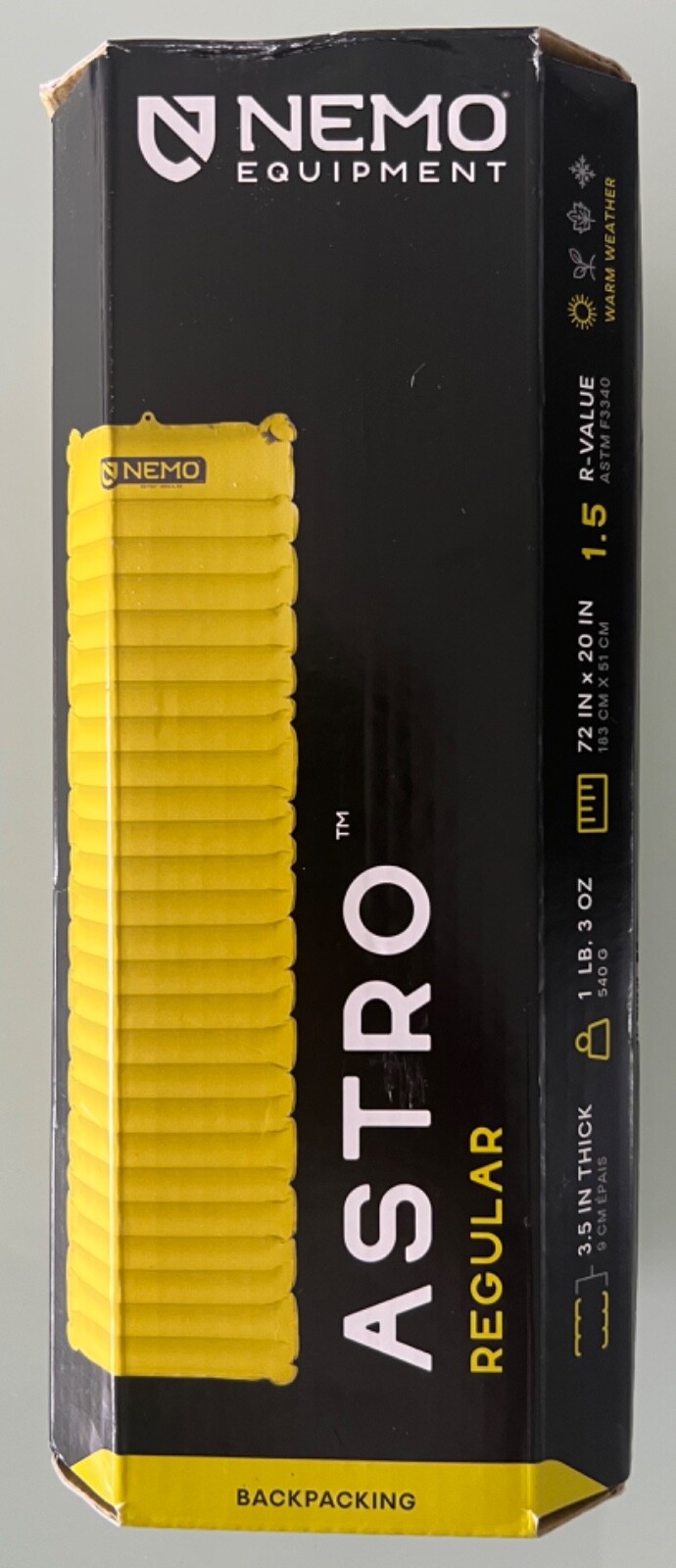 Nemo Astro Sleeping Pad Regular Green Backpacking 3.5" Thick