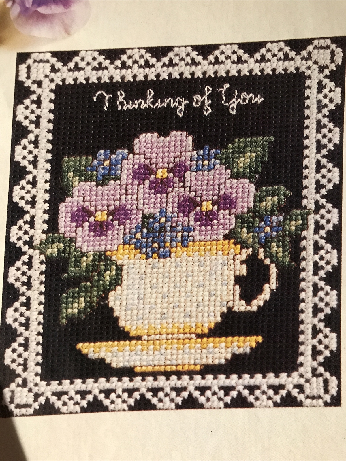 Pansy Card Counted Crosstitch Pattern Flower Floral 71 x 55