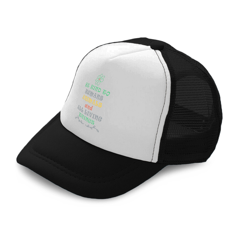 Kids Trucker Hat Be Kind to Humans Animals Living Things Boys Caps & Girls Caps