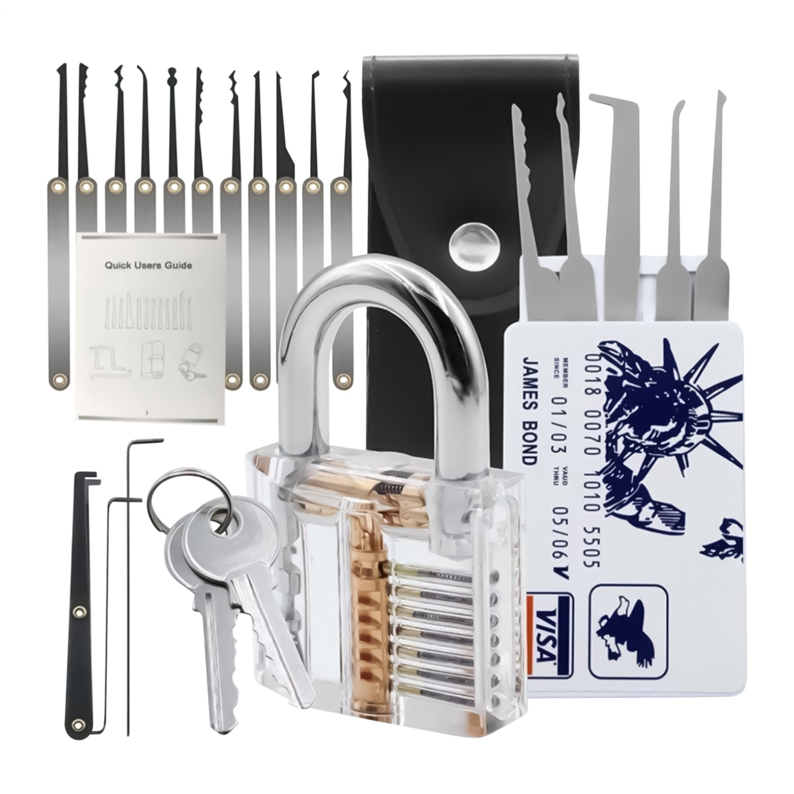 Locksmith Tool Set Tubular Lock Picking Training Metal Decoder Tool For Beginner