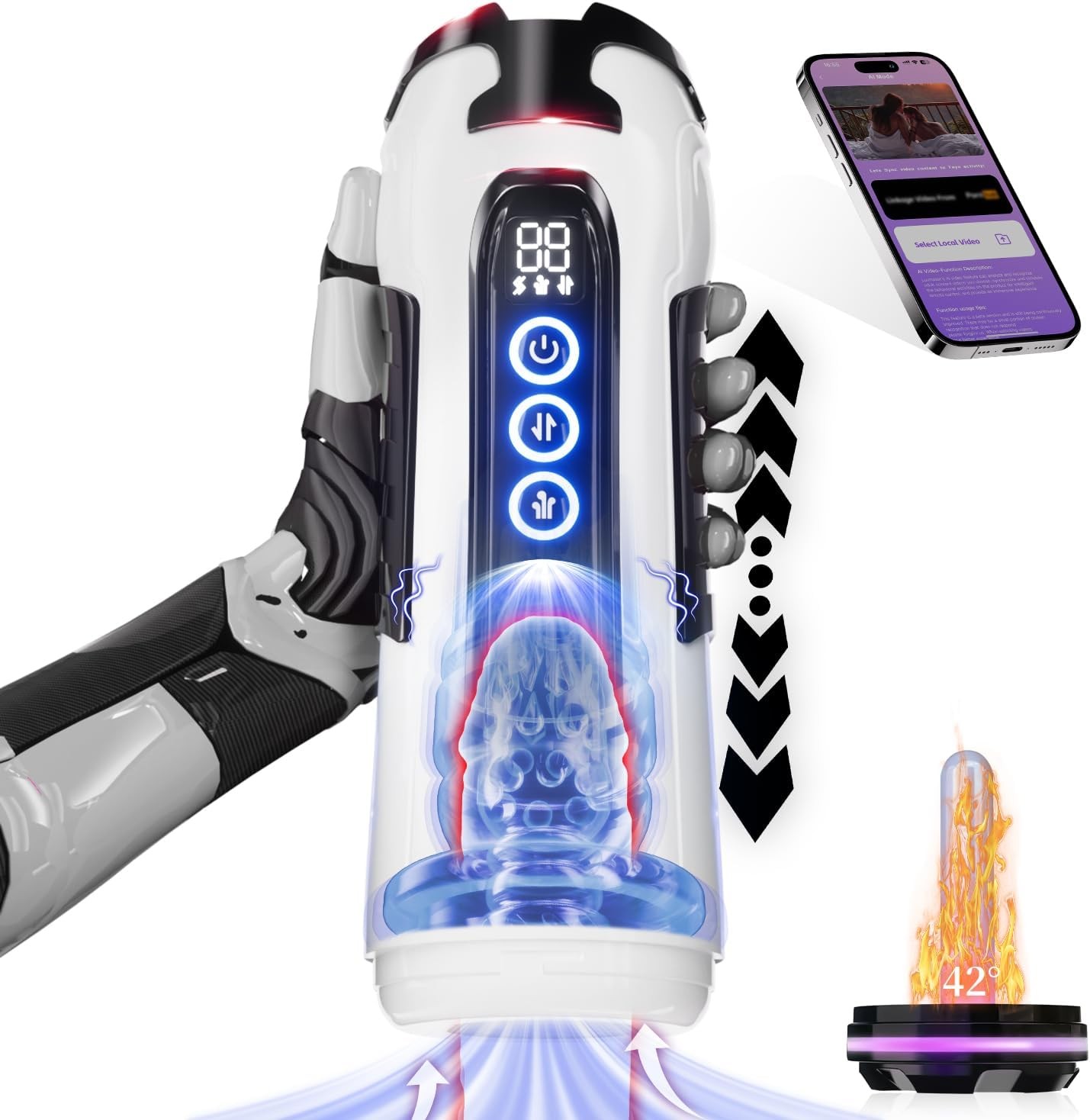 Male Masturbaters Automatic Handsfree Sucking Thrusting Heating Cup Lubricants