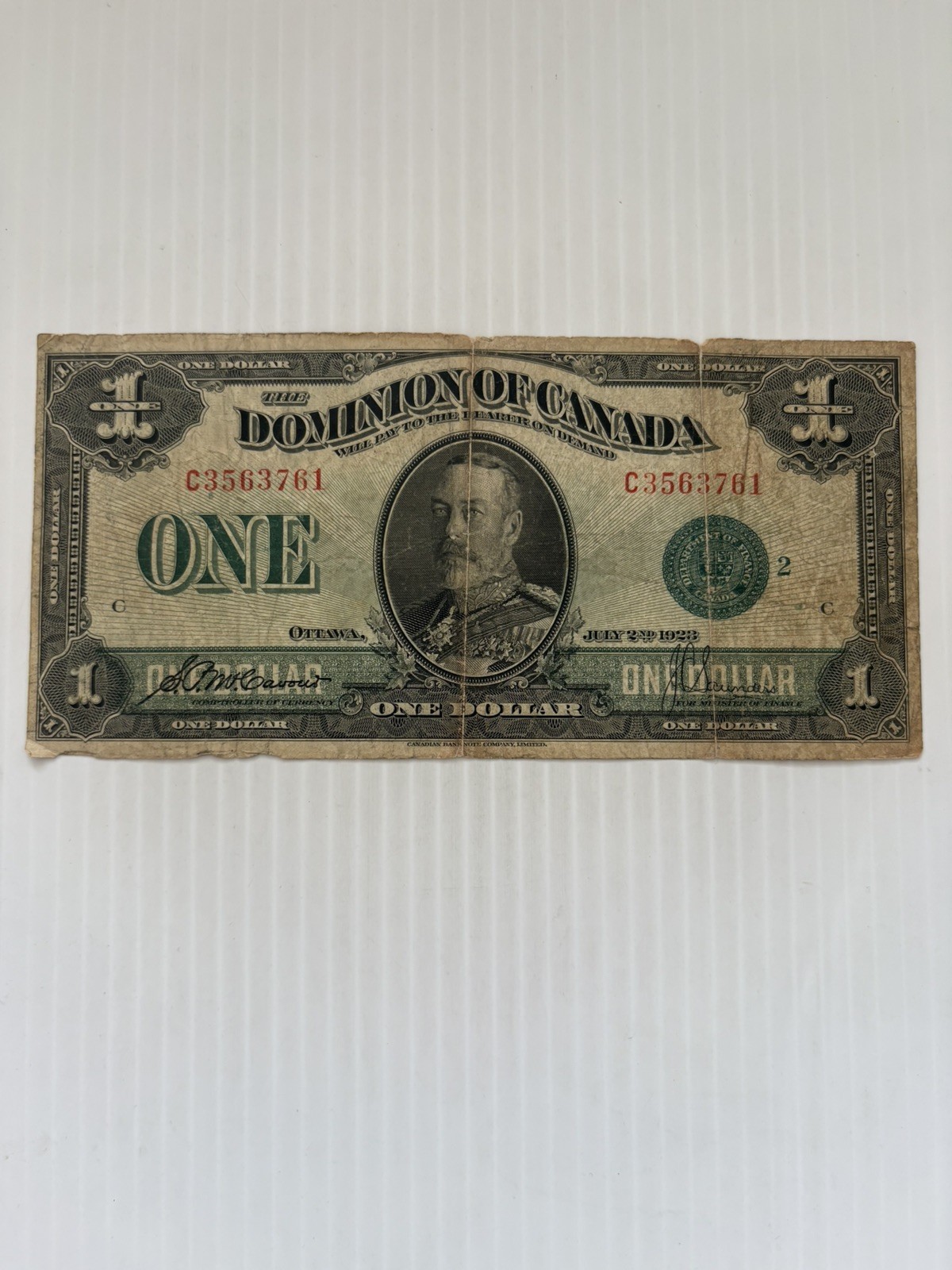 Dominion of Canada 1 Dollar 1923 Green Seal