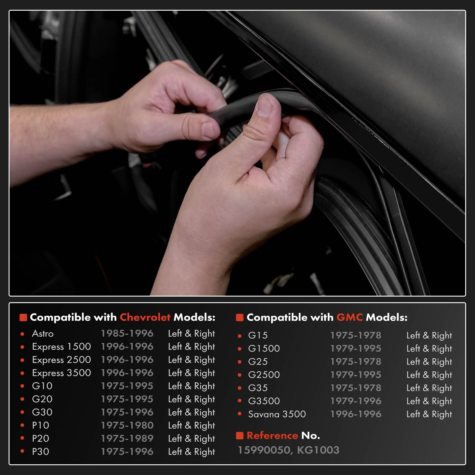 2x Front Glass Run Window Channel Weatherstrip Seal for Chevy G10 G20 GMC G1500