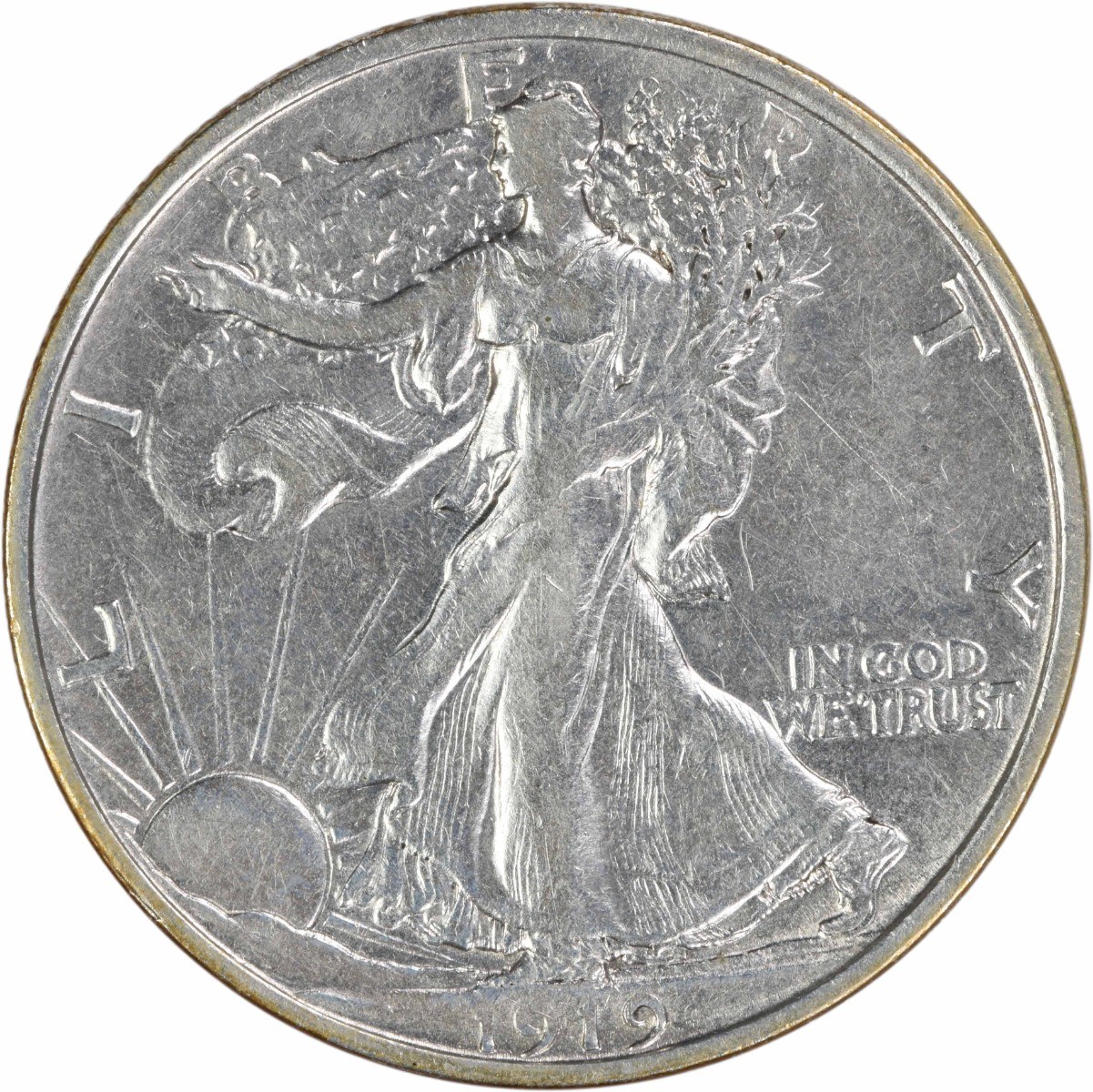 1919-D Walking Liberty Silver Half Dollar EF Uncertified #947