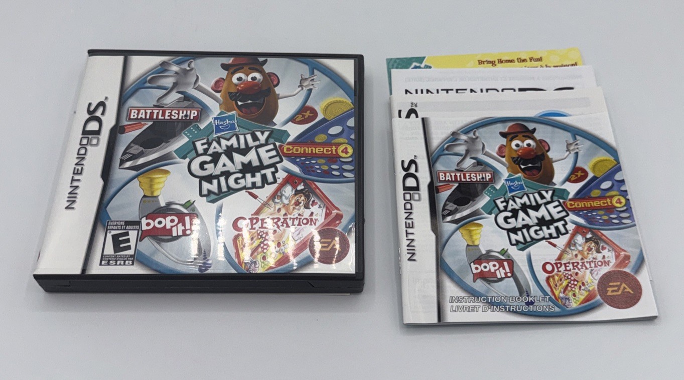 Hasbro Family Game Night (Nintendo DS, 2009) Case, Manual, Inserts Only No Game