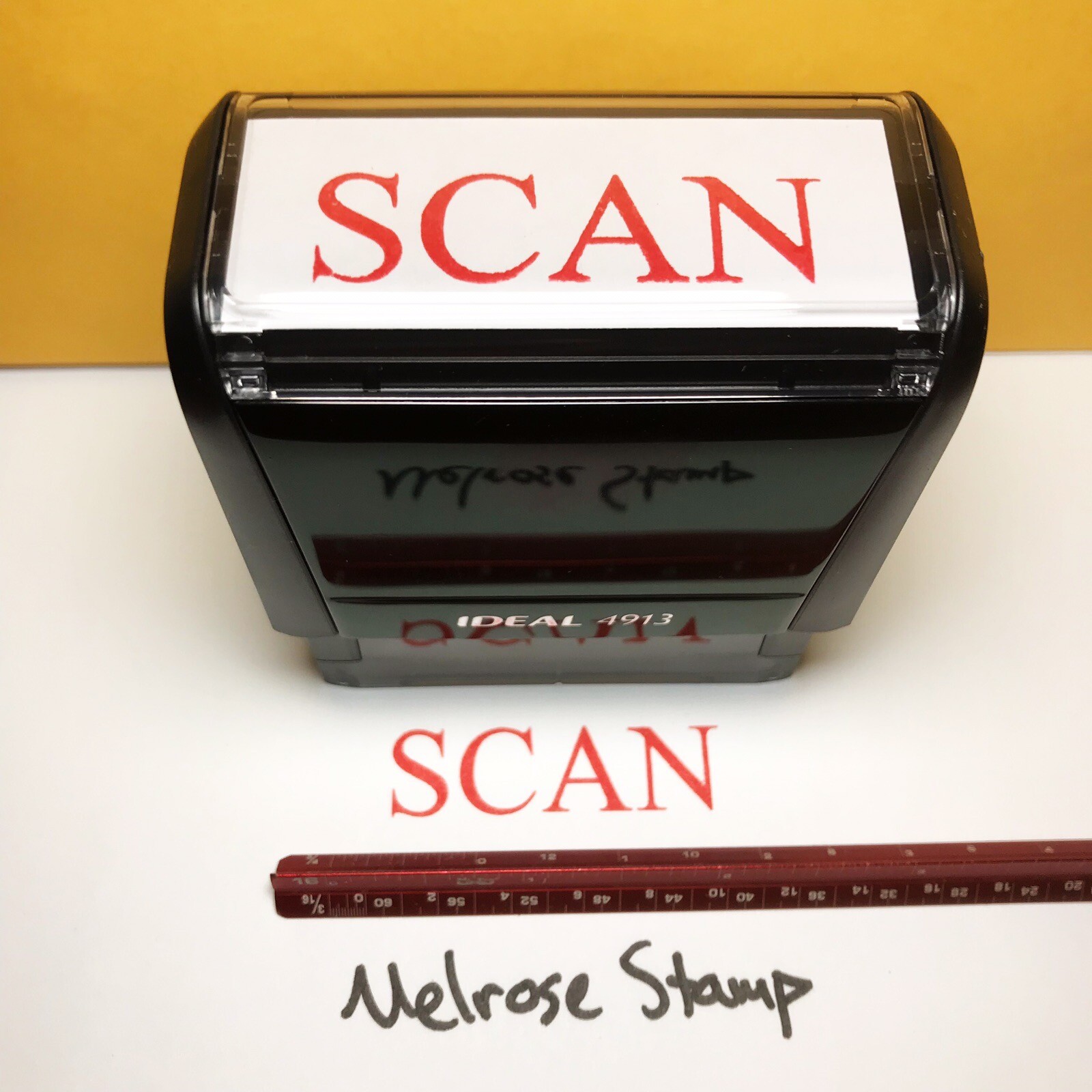 Scan Rubber Stamp Red Ink Self Inking Ideal 4913