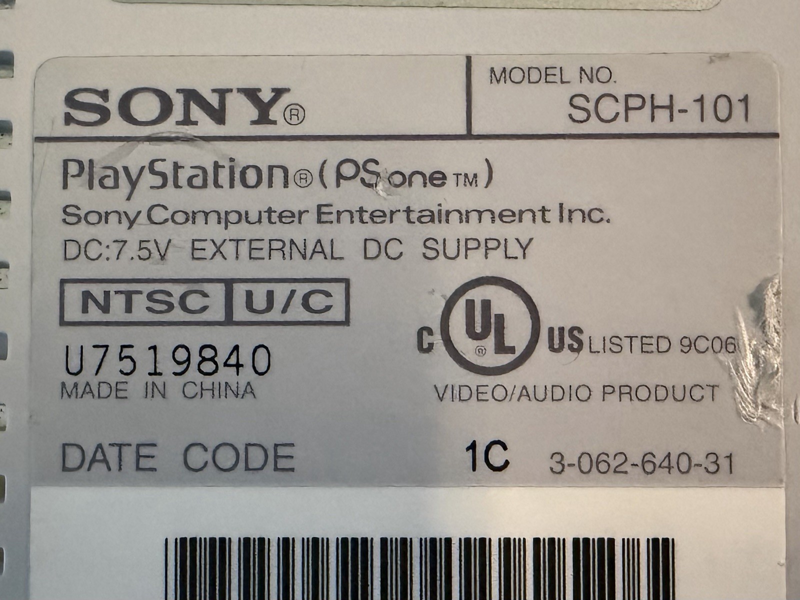 Sony PS one Console SCPH-101 NTSC-U/C PS1 Slim PSone Slim