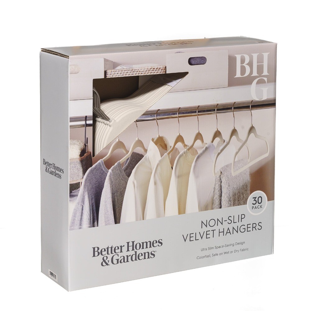 Non-Slip Velvet Adult Clothing Hangers, Beige, 30 Count