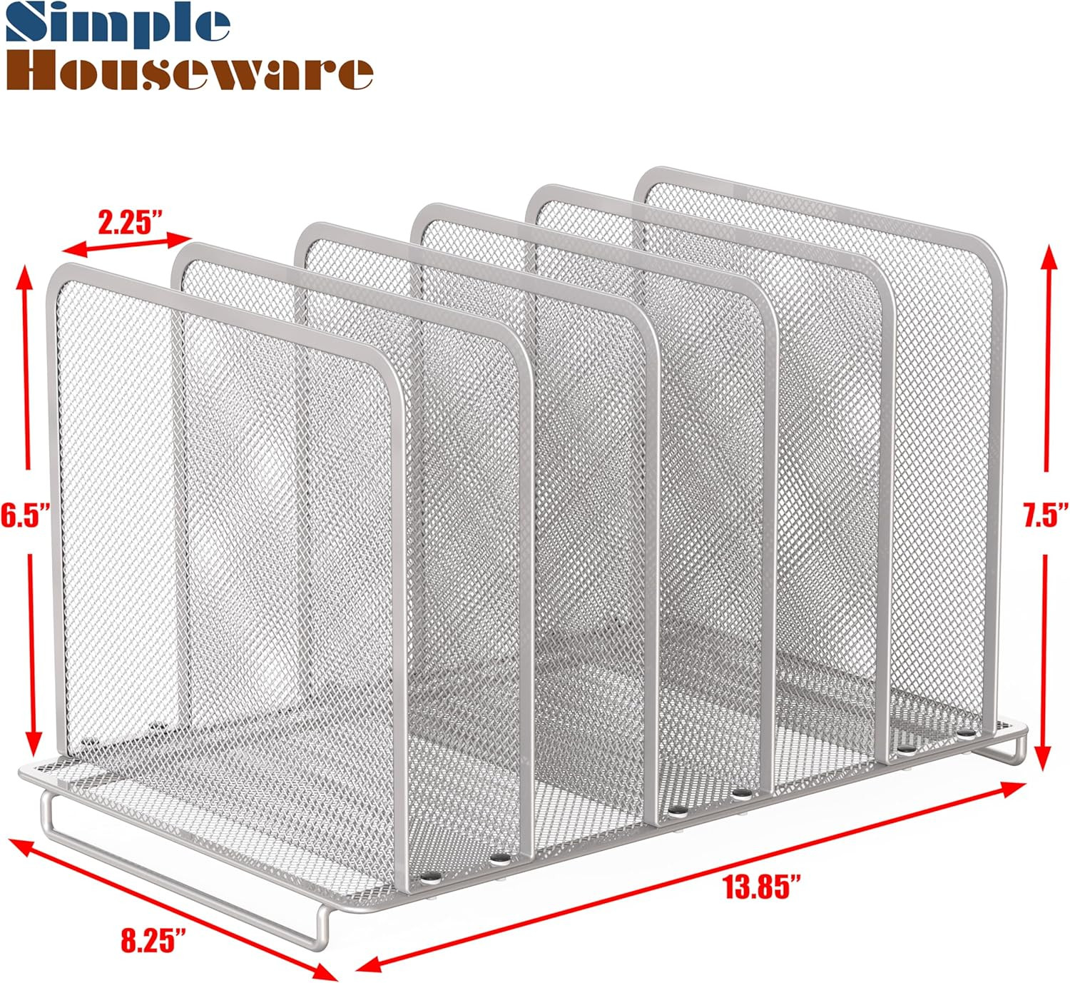 Expandable 5 Section Upright File Sorter Organizer, Silver