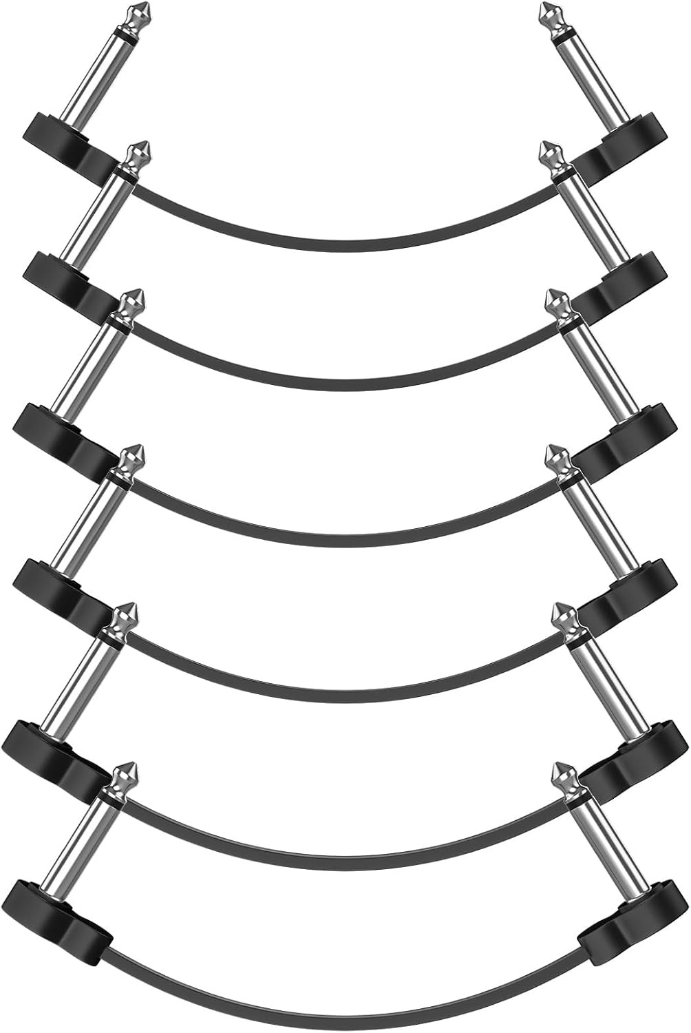 6 Pack Guitar Patch Cables, 5 Inch, 1/4" TS Right Angle Guitar Cable, Low Profil