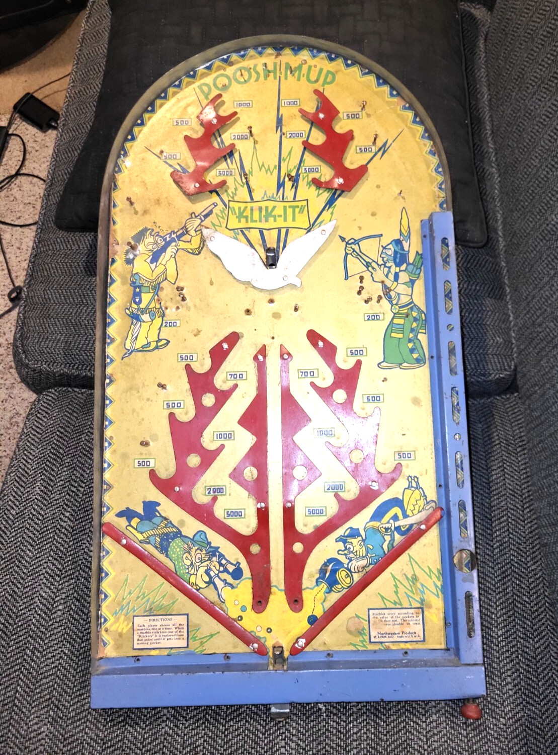 Vintage Klick It bagatelle Pinball Tabletop game