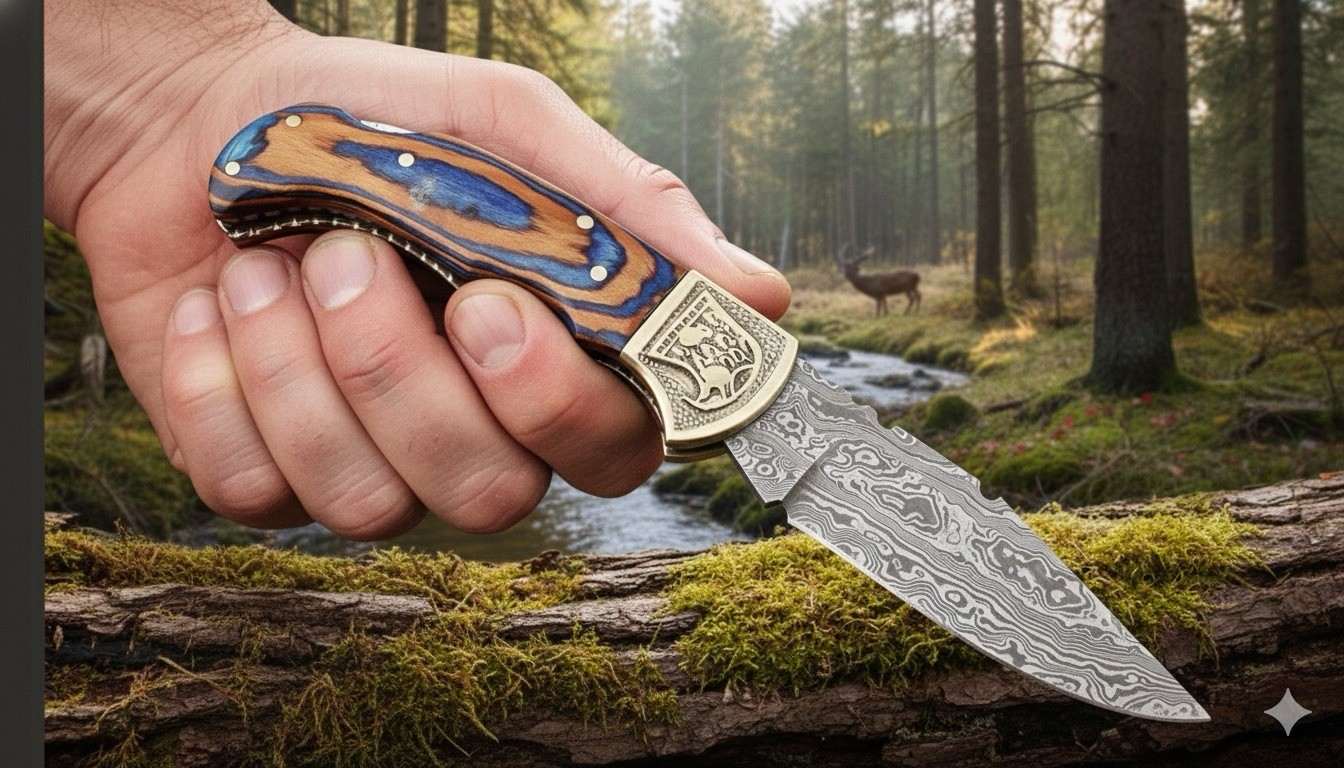 Custom Handmade Damascus Steel CAMPING TACTICAL FOLDING blade POCKET Knife