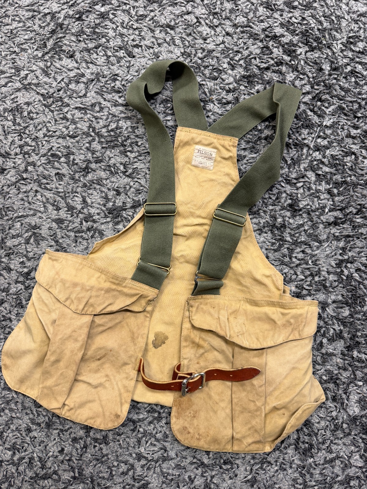 Filson Hunting Vest Canvas Game Bag Fits Up To 40 Waist Vintage 1980's