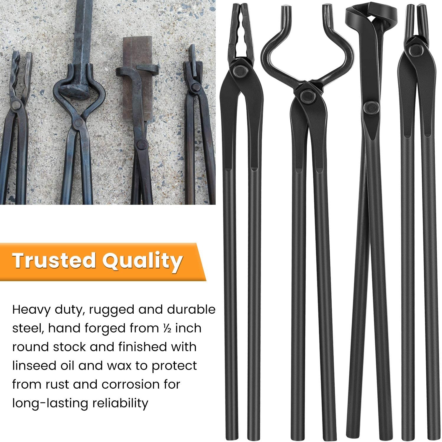4Pcs Knife Making Tongs Set Bladesmith Blacksmith Knife Tong Anvil Vise Forge