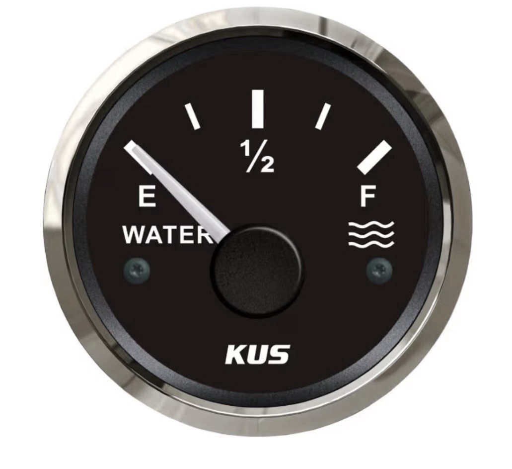 KUS CPWR-BS, 240-33 Ohm, Electric Water Level Gauge, 12V / 24V, 2" (52mm) wit...