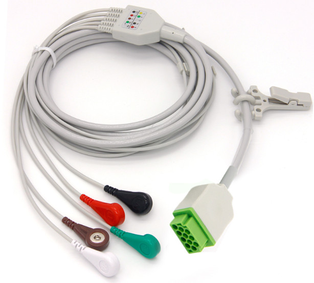 11Pin ECG Cable 9ft For GE Marqutte Dash 2000 2500 Salar 7000 Eagle Snap Clip