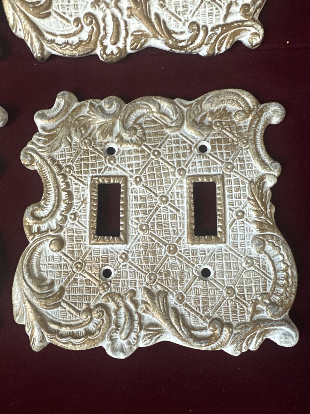 Vtg 5x5 Porcelain Double Switch Plate Lot 4 Ornate Victorian Shabby Chic Japan