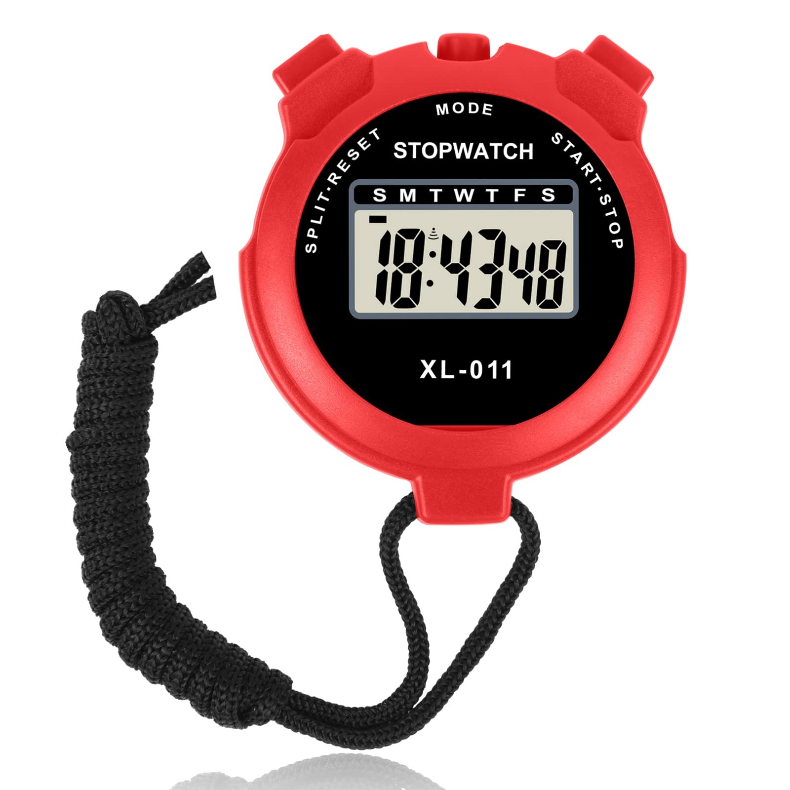 Large Display Stopwatch Digital Sport Timer with Single Lap Split, 12/24 Hour