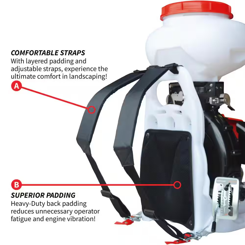 4 Gal. Backpack Motorized Spreader for Granular Fertilizer, Seed, Feed, Salt Ice