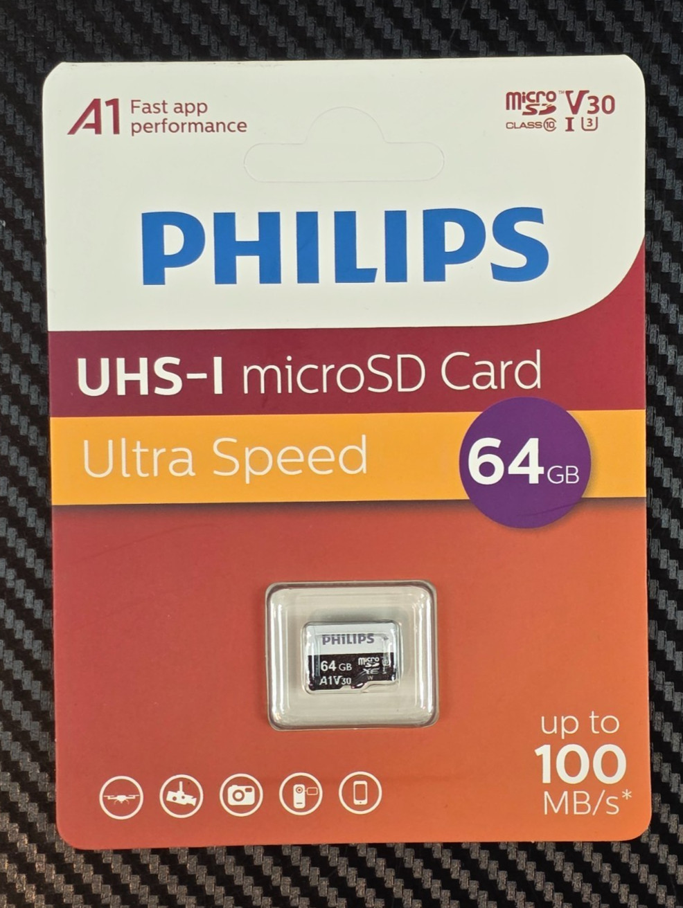 Philips UHS-I MicroSD Card Ultra Speed 64GB Upto 100MB/s #FM32TF064B/93