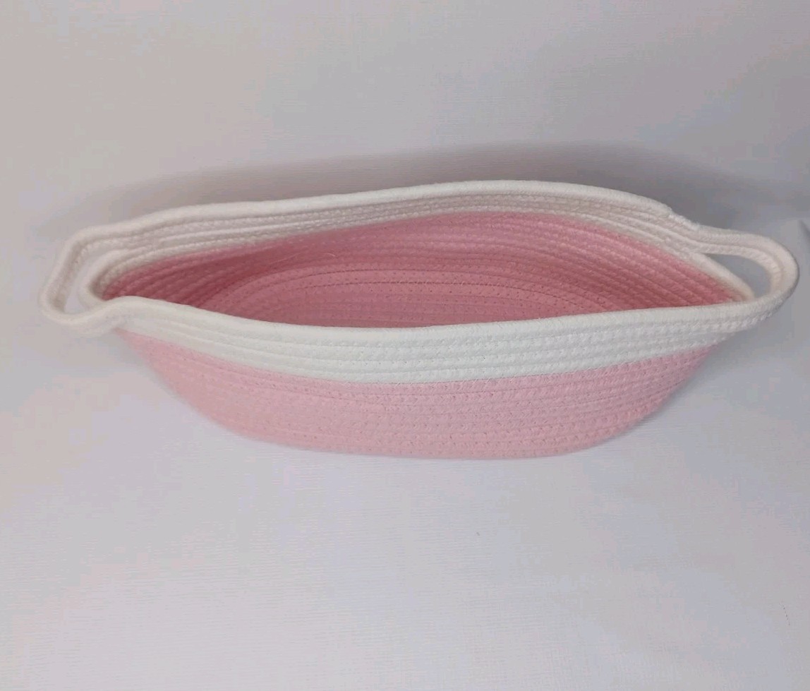 Pink Oval Woven Fabric Gift Basket