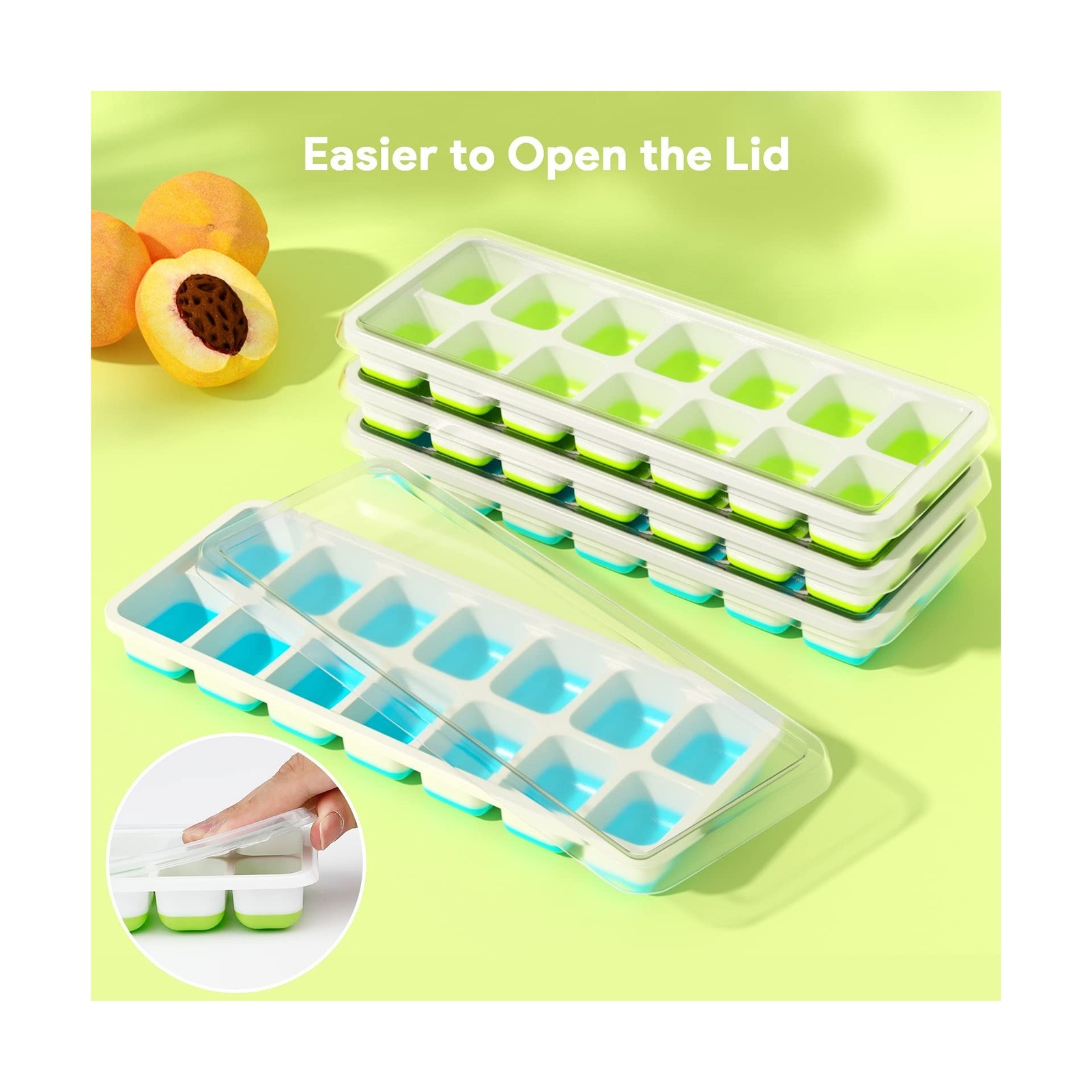 Ice Cube Trays 4 Pack, Airabc Silicone with Removable Lid, Easy-Release Flexi...