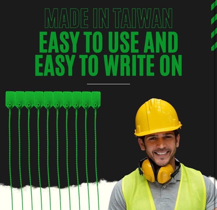 100 Pcs Green Plastic Tamper Seal Tags Labels Pull-Tie Security Seal Zip Lockout