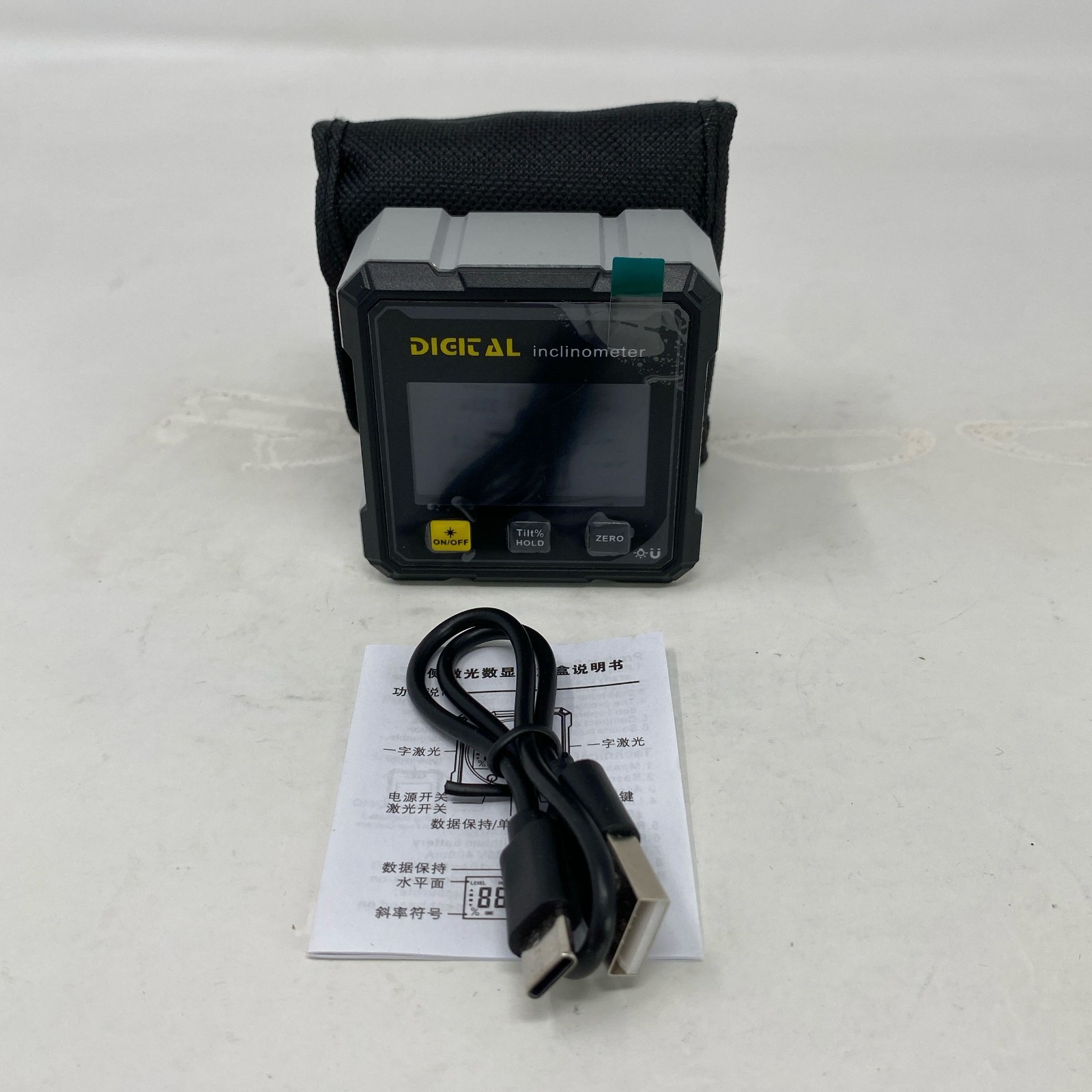 Digital Inclinometer WD-105 Black/Gray 60mm Magnetic Laser