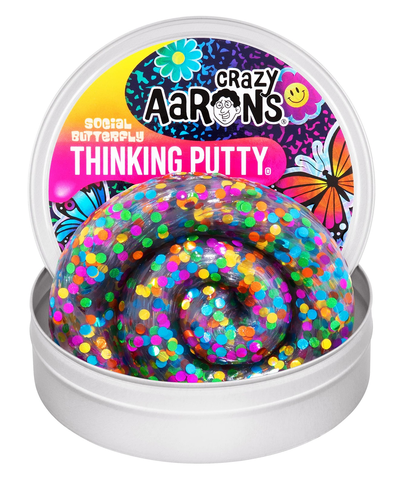 Crazy Aaron's - Social Butterfly - See-Through Sensory Putty 4" Tin