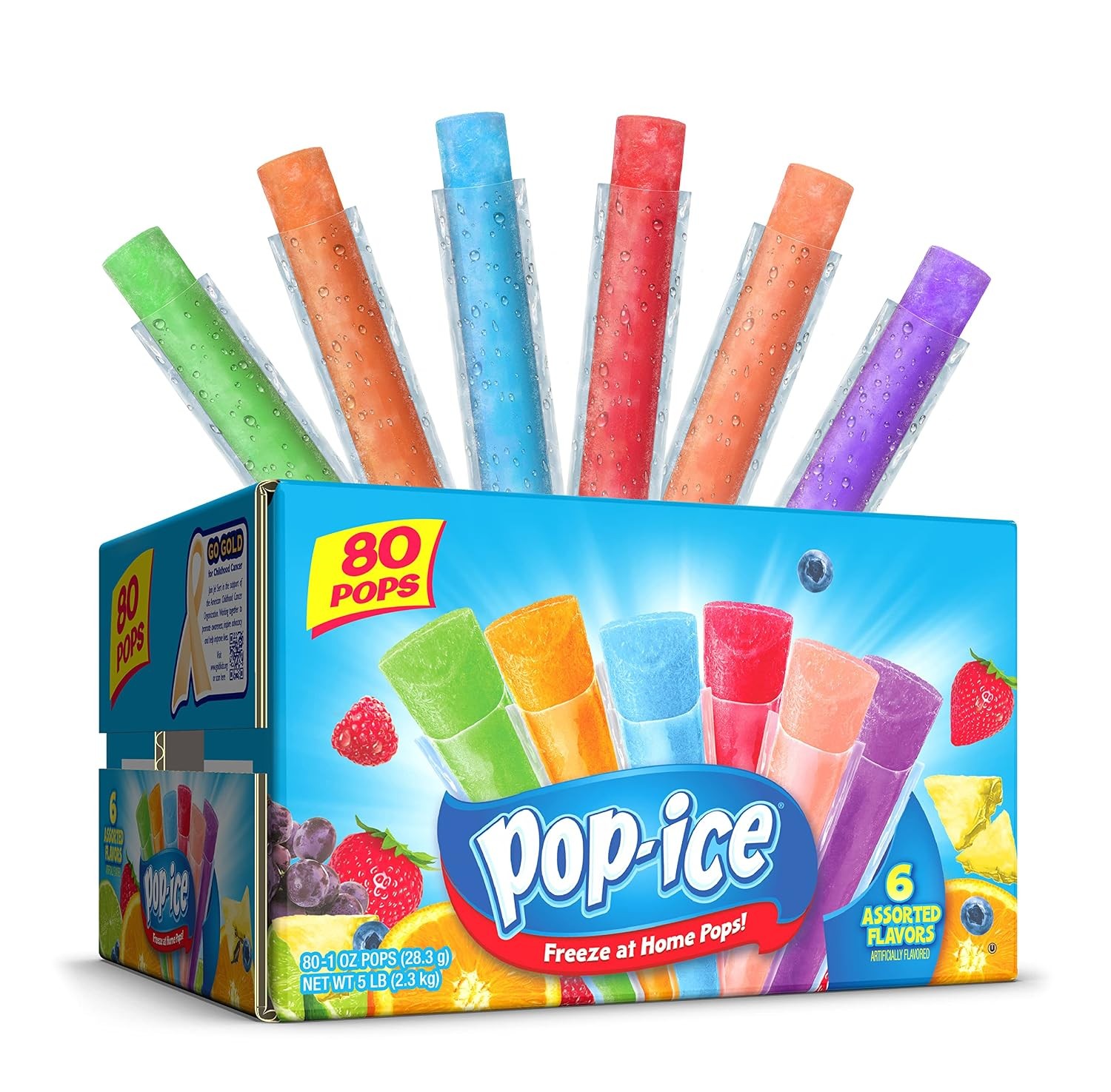 80 Count Freezer Pops Variety Pack Ice Pops Kids Snacks Summer Treats Frozen