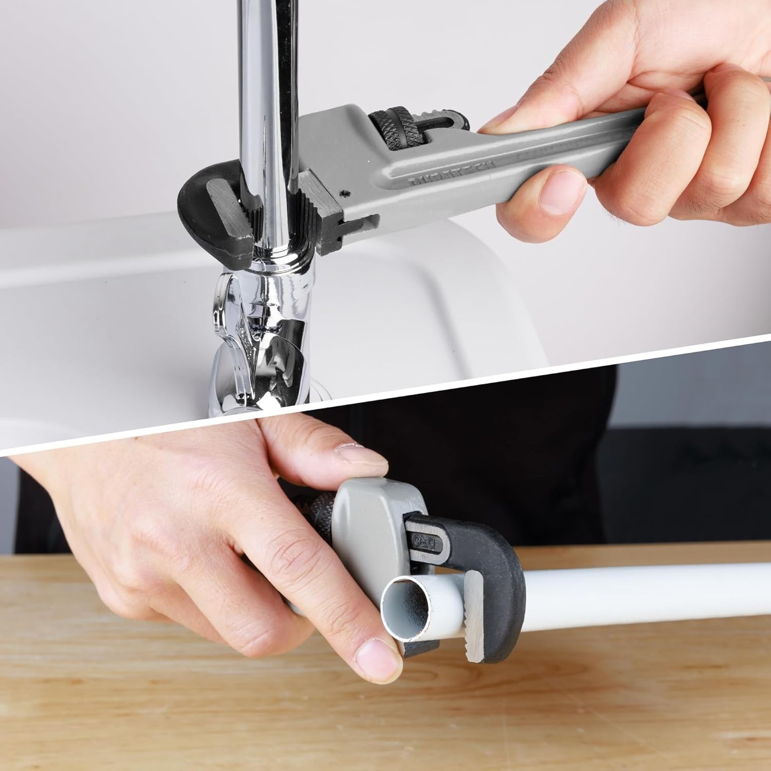 Lightweight 8-Inch Aluminum Pipe Wrench - Perfect for Home Repairs & Plumbing