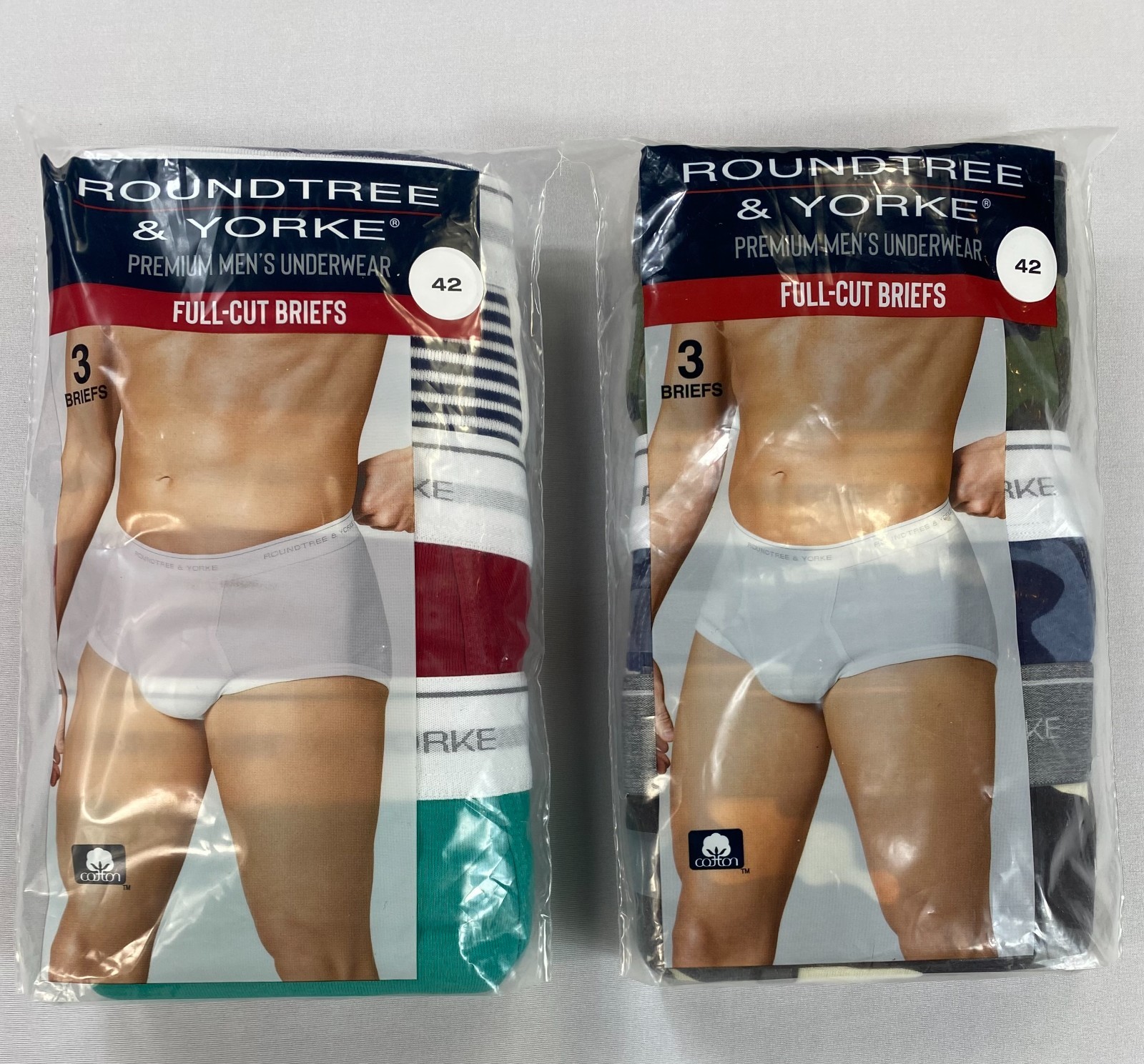 Men's Roundtree & Yorke Full-Cut Briefs cotton Underwear 3 Pair