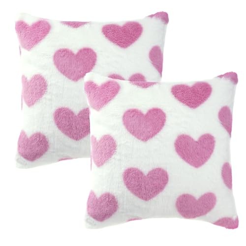 2 Pcs Valentines Pillow Covers 18x18 inch 18" x 18" (Pack of 2) Pink & White