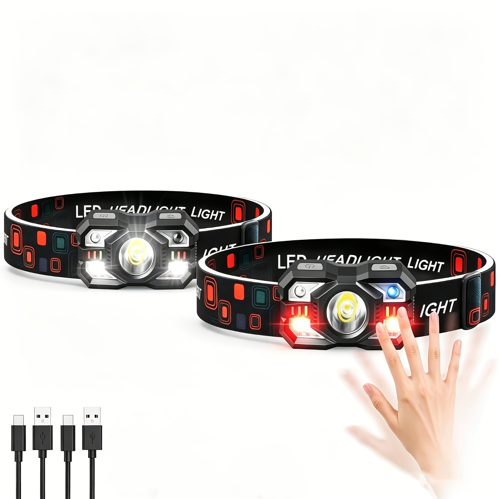 LED headlamps with 5 bright and powerful LED lights